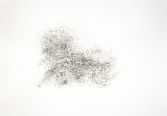 Sans titre, lithographie, un passant, 2020, 38/53,5 cm.